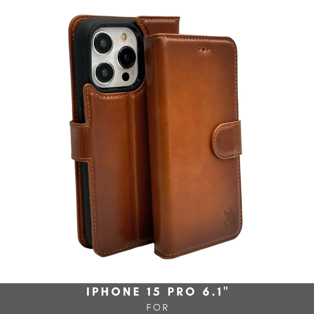 Vegas Premium Leather iPhone 15 Pro Wallet Case with MagSafe | Detachable RFID Blocking Luxury Wallet