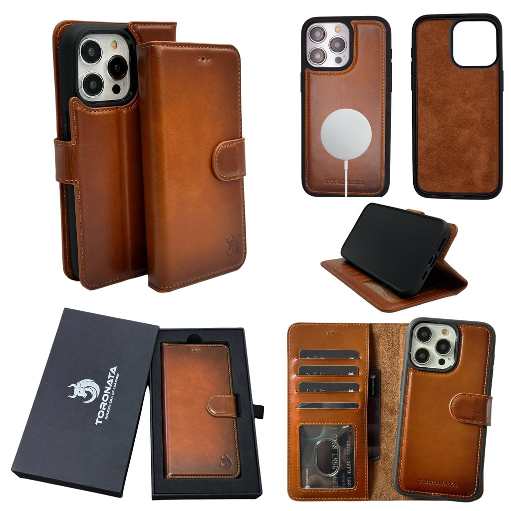 Vegas Premium Leather iPhone 15 Pro Wallet Case with MagSafe | Detachable RFID Blocking Luxury Wallet