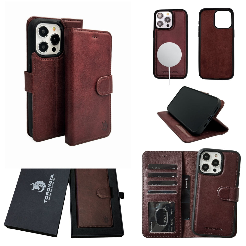 Vegas Premium Leather iPhone 15 Wallet Case with MagSafe | Detachable RFID Blocking Luxury Wallet
