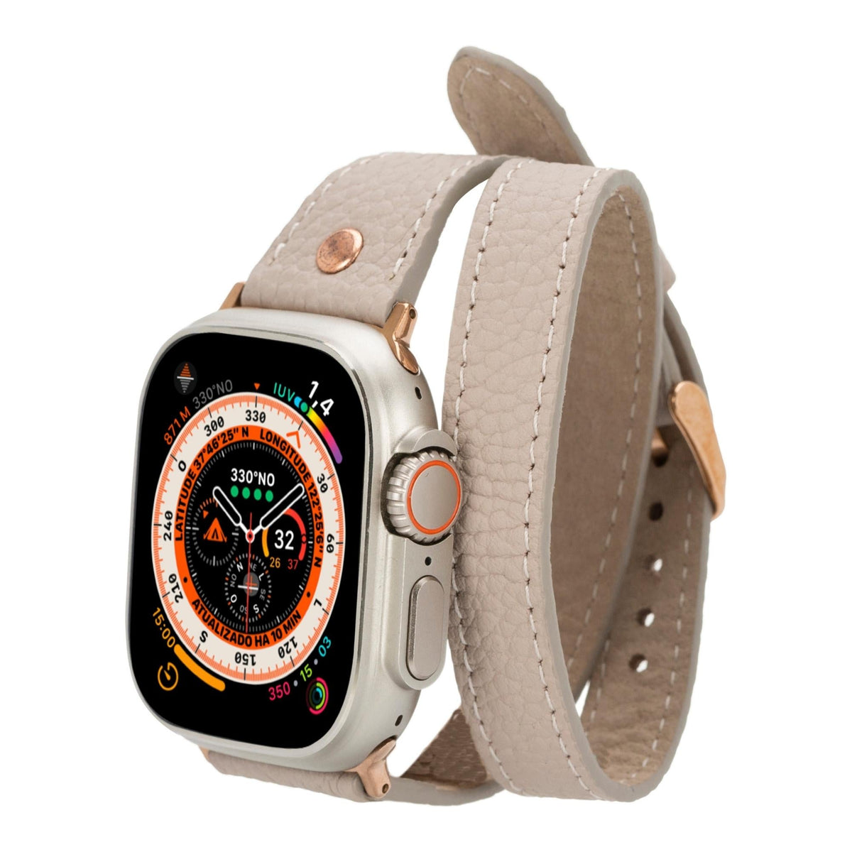 Vernon Double Tour Leather Bands for Apple Watch 9, Ultra 2 and SE