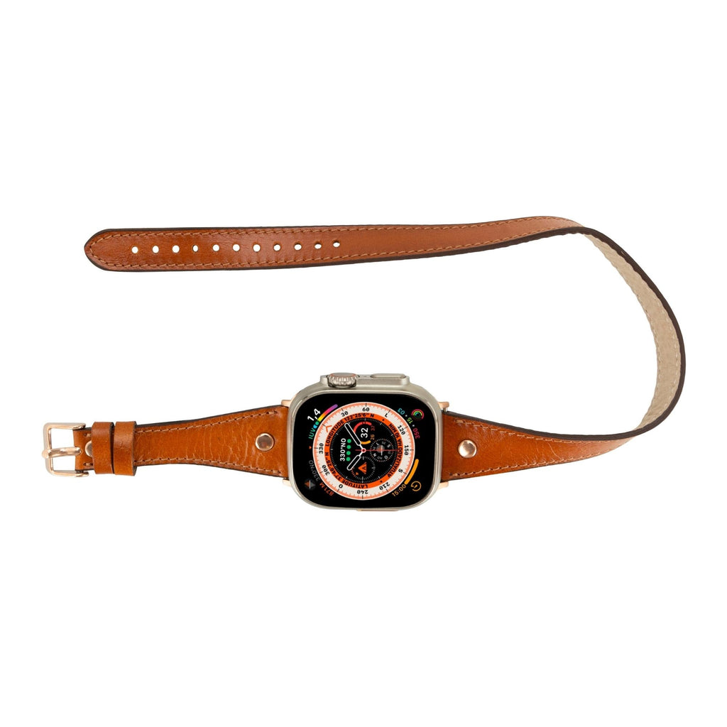 Vernon Double Tour Leather Bands for Apple Watch 9, Ultra 2 and SE
