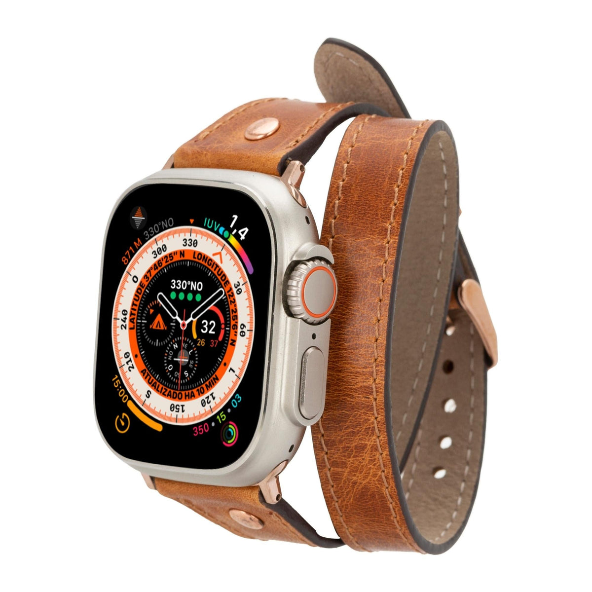 Vernon Double Tour Leather Bands for Apple Watch 9, Ultra 2 and SE