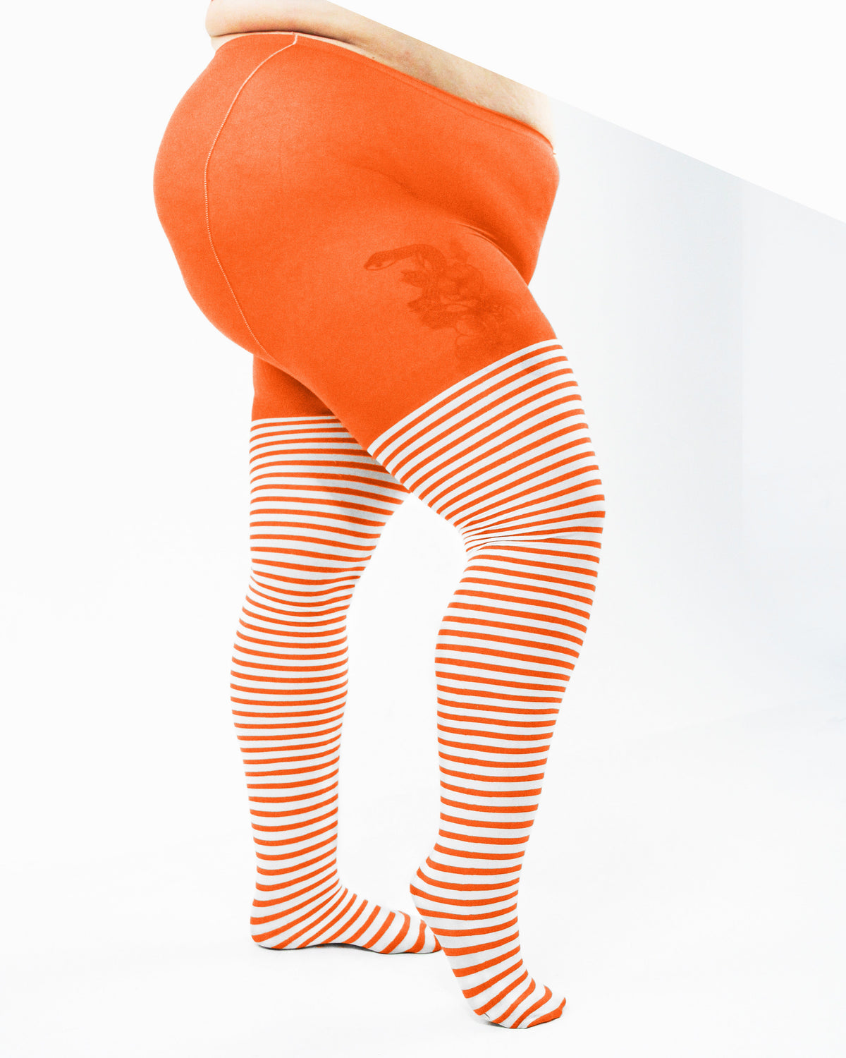 White Striped Tights 60 Denier - Orange